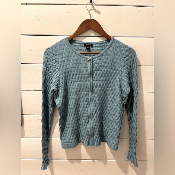 ANN TAYLOR zip up  blue cardigan size S - Picture 1 of 9